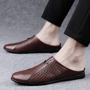 Mocassins Homme Grande Taille en Cuir de Vachette Creux Respirants et Durables avec Semelle EVA – Chaussures Décontractées Mi-Hautes pour Printemps, Été, Automne - Product Image 2