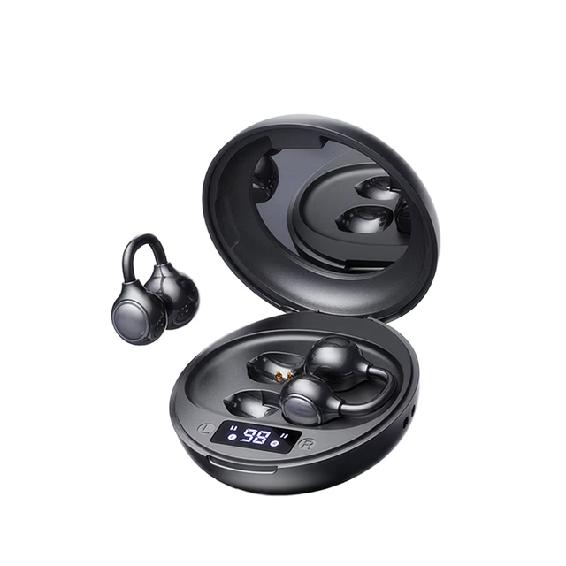 M156 Open Ear TWS Wireless Earbuds Clip-On Blue-tooth 5.4 Earphones with LED Mirror Charging Case for Sports & Daily Use