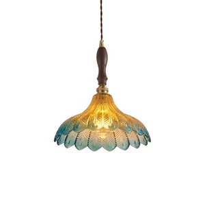 French Style Pendant <b>Light</b> Petal Shape Amber Glass Single Head LED Home <b>Lighting</b> Bedroom Living Room Chandelier - Product Image 3