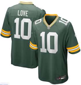 Maglia da Football americano a manica corta di alta qualità nuovo Design abbigliamento sportivo traspirante verde Bay Packers #10 Love Jersey - Product Image 1