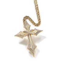 Collier personnalisé avec croix en zircon, plaqué or, bijoux de mode pour femmes, pendentif croix en zircon