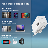 Cargador Gan de 65 W de Fábrica OEM, Tipo C, USB C, Carga Rápida Dual para iPhone, Samsung, Portátil, Adaptador de Teléfono, Cargador PD de 65 W