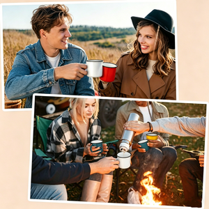 Mug en émail - Grande capacité, mug de camping portable, idéal pour offrir en cadeau, pour les randonnées en famille et les mariages - Product Image 3