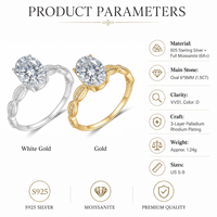 Bague en Moissanite taille ovale, argent sterling 925, 6x8mm, 1,5 carat, bande festonnée, VVS1, couleur D, 2 couleurs, bijoux pour femme