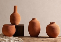 Ensemble de vases en céramique texturée mate RYLAVA, style Wabi-Sabi, faits à la main en terre cuite, pour la décoration de table à la maison