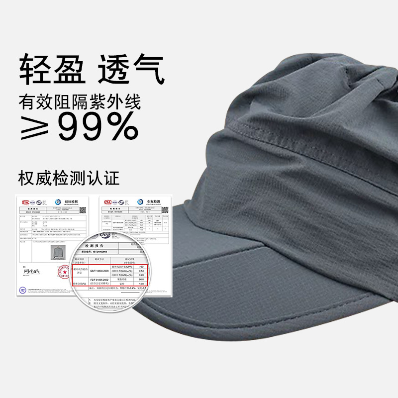 South Korea Women's Summer Quick-Dry Outdoor Running Sports Sunshade Sunscreen Cap Foldable and Ins Empty Top 100% Polyester