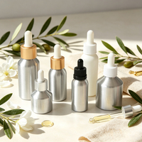 Vente en gros d'usine : flacons compte-gouttes en aluminium argenté pour huiles essentielles, 30 ml, 50 ml, 100 ml, conteneur de voyage en métal