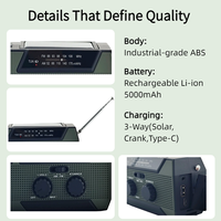 Radio de Emergencia Multifuncional con Batería Recargable de 5000 mAh y Alarma SOS para Ayuda Humanitaria