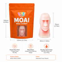 Moai Wax Candy Enkelvoudige Verpakking, Novelty Vloeibare Vulling, 3D Steenkop Kauwgom Snoepjes