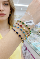 Bracelets de tennis pour femmes Artivelle, vente flash, pierres arc-en-ciel, bijoux fantaisie, plaqué or, zircons colorés, bracelet en cristal