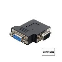 Adaptor VGA Male ke Female Sudut Kanan 90 Derajat Berlapis Emas Tembaga ABS Merek OEM untuk Kartu TV Monitor