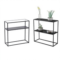 Table console en métal, console en acier avec étagères ouvertes, table de salon moderne pour l'entrée, rangement et décoration