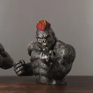 ฟิกเกอร์กอริลลาอันยิ่งใหญ่สุดสร้างสรรค์,ของตกแต่งบ้านทรง Gorille ตกแต่งผมสีแดงสไตล์ฮิปฮอป Angry King Kong