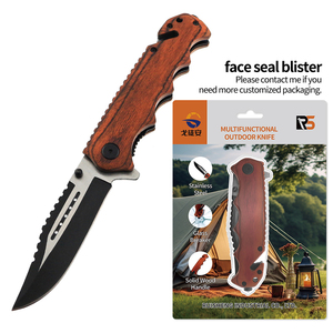 Chất Lượng Cao Thép Không Gỉ Gỗ Xử Lý EDC Tactical Survival Folding Pocket Knife - Product Image 1