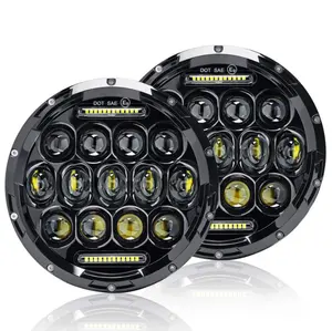 2022 Hot Off Road 4X4 accessori Super Bright 7 inch 75W Round LED Faros faro per auto faro con DRL per JK TJ
