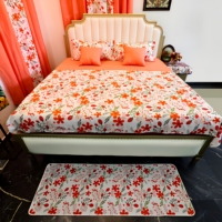 Parure de lit 4 pièces en microfibre tissée respirante et douce à motif floral tulipe avec taies d'oreiller pour hôtels et usage domestique (vente en gros)