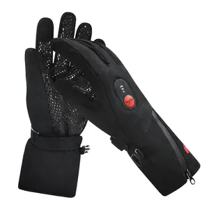 Kış bisiklet eldiveni ısıtmalı ve su geçirmez kaymaz dokunmatik ekran uyumlu ince eldiven ile şarj edilebilir pil ısıtma
