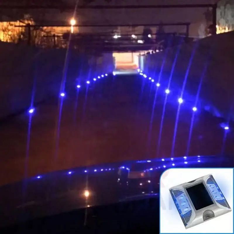 Alumínio impermeável LED Solar Powered Road Stud Light Reflective Ground Light Path Deck Dock Luz de advertência 5 cores 105*105*24