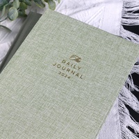 Agenda Personalizada de Tela de Lino, con Tapa Dura A5, para Escribir de Forma Plana, con Estampado en Dorado, Cinta Marcadora, Impresión de Diarios y Cuadernos