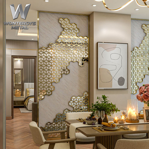 ฉากกั้นห้องสเตนเลสสตีลตัดด้วยเลเซอร์สไตล์โมเดิร์นแบบกำหนดเองสำหรับตกแต่งโรงแรม รีสอร์ท บ้านพักตากอากาศ ล็อบบี้ - Product Image 5