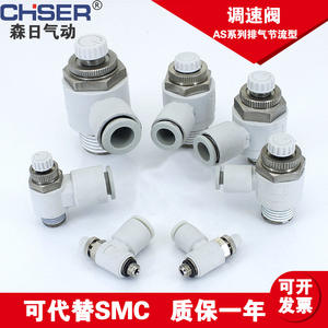 SMC Series Pneumatic Right-Angle Speed Control Valve with Threaded Inlet Plastic <b>Quick</b> <b>Connector</b> Exhaust Control Valves Product - Product Image 1
