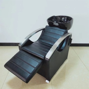 Sillón de Masaje Eléctrico para Salón de Belleza y Barbería Kisen, Color Negro, Blanco y Marrón, con Lavabo y Tazón - Product Image 1