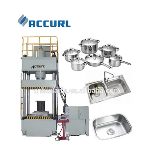 Prensa hidráulica industrial de cuatro columnas Accurl, fabricación de fregaderos de cocina, prensa hidráulica