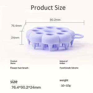 Cepillo de Silicona con Forma de Flor para Cabello Húmedo/Seco, Dispositivo de Masaje para el Cuero Cabelludo, para Adultos, Hombres y Mujeres, Elimina la Suciedad del Cabello, Cepillo de Limpieza para Baño - Product Image 2
