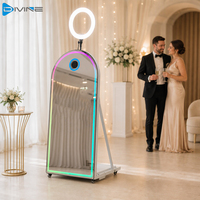 Miroir magique de mariage 65 pouces, station de selfie tactile 43 pouces avec anneau lumineux pour la location d'événements et les réceptions B2B