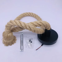 Kit de suspension DIY pour lampe suspendue à tête unique avec cordon en corde de chanvre et douille E27 rétro, fourni directement par l'usine, pour plafond ou baldaquin