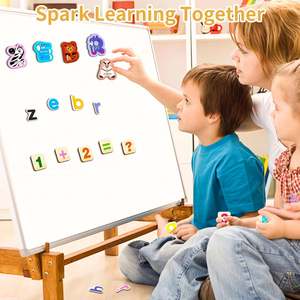 Aimants de réfrigérateur en papier Art Déco pour tout-petits, 26 lettres, adorables animaux, alphabet minuscule, chiffres 0-9, symboles mathématiques, imperméables - Product Image 4