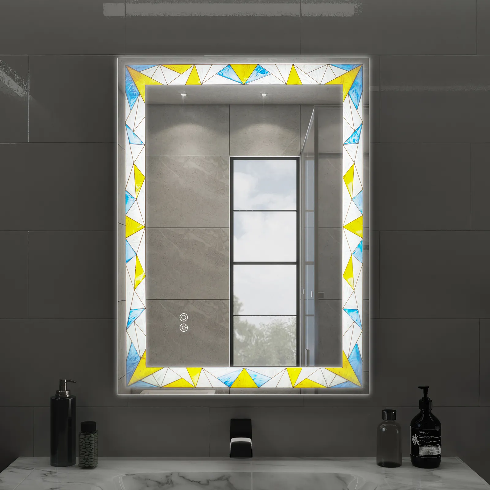 2022 New Led Bathroom Vanity Mirror Customized Your Own Lighting Area Pattern Smart Modern Bath Vanity Wall Mirror with Light