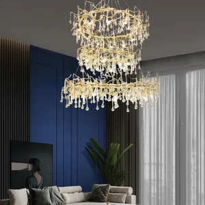 Lampadario a Led personalizzabile per illuminazione a sospensione in cristallo di lusso con decorazione a soffitto