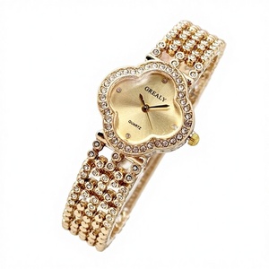 Orologio da <span class=keywords><strong>Donna</strong></span> di Lusso a Quadrifoglio con Strass, Bracciale Gioiello, Orologio da Polso Portafortuna, Regalo di Moda Africana - Product Image 1