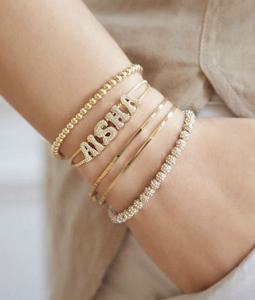 Custom <b>Fine</b> Jewelry Real Solid Bracelet 9k 10k 14k 18k PT Rose Yellow White Gold Lab Diamond/Gemstone Factory Manufacture - Product Image 1