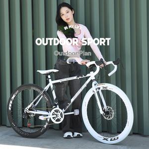 Vélo <span class=keywords><strong>de</strong></span> <span class=keywords><strong>course</strong></span> sur route à vitesse variable, ultra léger, en acier à haute teneur en <span class=keywords><strong>carbone</strong></span>, avec double frein à disque, cadre sans queue, pour adultes, étudiants, hommes et femmes - Product Image 5