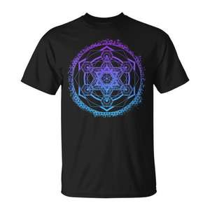 T-shirt de yoga spirituel à la géométrie sacrée du cube de Metatron Merkaba - Product Image 1