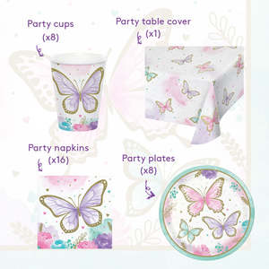 Vajilla Desechable para Fiestas con Diseño de Mariposas Hermosas Personalizadas DAMAI, Platos de Papel para Fiestas - Product Image 6