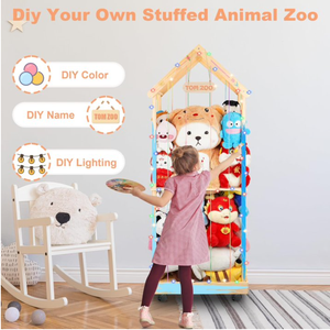 Stoccaggio di animali imbalsamati Zoo di stoccaggio di legno organizzatore di giocattoli ruote girevoli per tutti i tipi di animali imbalsamati porta gabbia colorata - Product Image 5