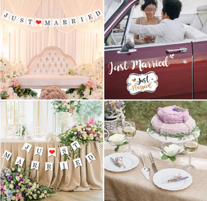 Striscioni 'Just Married', Bandiere, Accessori per Foto, Palloncini Giganti in Lattice con Elio, Nappe, Fiori di Seta, Ghirlande e Nastri per Forniture per Feste di Matrimonio - Product Image 3
