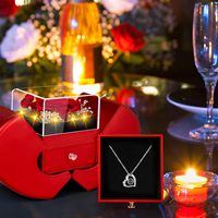 Konservierte Rote Rose Halskette - Elegantes Klassisches Design für Muttertag Geburtstag Valentinstag Chinesisches Neujahr Jubiläumsgeschenke