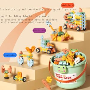 Kid 210pcs Waffle khối xây dựng với hộp lưu trữ DIY ABS thân thiện với môi đầy màu sắc thoải mái đồ chơi tấm hình khối cho bé - Product Image 1