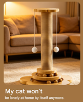 Poteau d'escalade multifonctionnel et écologique pour chat avec corde en sisal, plateau en bois massif, jouet interactif à bille, Rascador Gato Poste