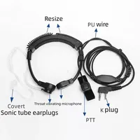 Micro-casque HKEJ-K haut de gamme à réduction de bruit, micro-throat télescopique réglable, compatible avec Baofeng UV5R BF-480/490/320/V6/V7