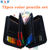 H&B HB-CBPC072 Ensemble de 72 crayons de couleur non toxiques à base d'huile et solubles dans l'eau