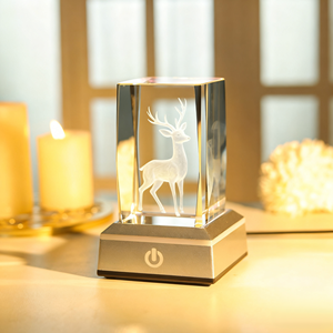 HBL 2D/3D лазер морских животных светодиодный Кристалл Куб Фоторамка стекло лазерная гравировка кристалл блок со световой основой светодиод - Product Image 5