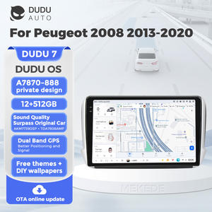 DUDUAUTO Convient pour <span class=keywords><strong>Peugeot</strong></span> 2008 2013-2020, écran multimédia Android modifié pour voiture, navigation Bluetooth, Car-play, écran de recul - Product Image 1