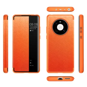 Design de luxo Smart Window PU Leather Wallet Folio Mobile Phone Case Capa para Huawei Mate 40 Pro Plus P Smart 2023 P40 Lite E