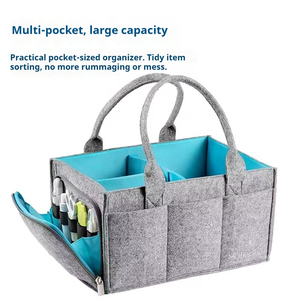 Mommy Nursery Felt <strong>Baby</strong> Diaper <strong>Caddy</strong> with Removable Partition Functional Tote Bag Organizer for Home Storage Custom Pattern Logo - Product Image 3