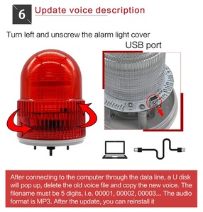 Sirena de Alarma Visual y Audible de Alta Decibeles RS232 DC12-36V, Luz de Baliza USB de 100dB para Uso en Interiores y Exteriores, Sistema de Alerta de Audio Estroboscópico - Product Image 6